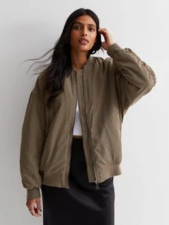 New Look Brown Zip Up Bomber Jacket