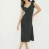 Dorothy Perkins Spot Print Ruffle Sleeve Midi Dress - Black -Modish Muse VOGSG SQ1 0000000004 BLACK MDf