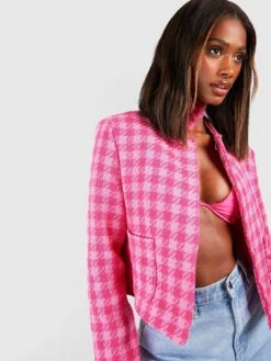 Boohoo Boucle Jacket - Pink -Modish Muse VOW3F SQ4 0000000063 PINK MDd