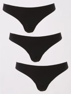 Brave Soul Ladies 3 Pack Thongs - Black