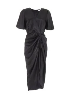 Quiz Black Satin Wrap Ruched Midi Dress -Modish Muse VP0AR SQ4 0000000004 BLACK MDd