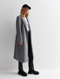 New Look Grey Formal Longline Coat