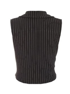 Quiz Black Pinstripe Waistcoat -Modish Muse VP5QI SQ5 0000000004 BLACK MDd1