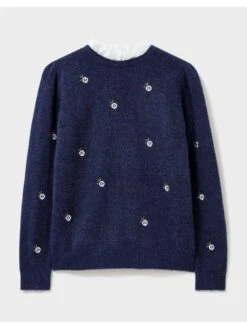 Crew Clothing Lavender Embroidered Jumper - Blue -Modish Muse VP7DW SQ3 0000000020 BLUE MDo