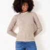 Crew Clothing Lace Trim Stretchy Jumper - Beige -Modish Muse VP7DX SQ1 0000000108 BEIGE MDf
