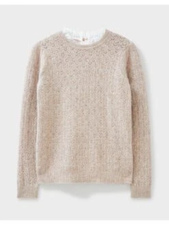 Crew Clothing Lace Trim Stretchy Jumper - Beige -Modish Muse VP7DX SQ3 0000000108 BEIGE MDo