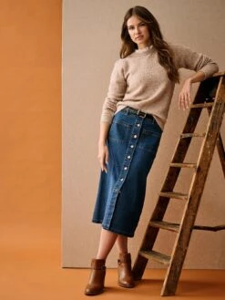 Crew Clothing Lace Trim Stretchy Jumper - Beige -Modish Muse VP7DX SQ6 0000000108 BEIGE MDd2