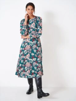 Crew Clothing Alma Long Sleeve Jersey Dress - Teal