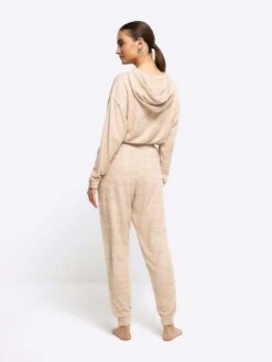 River Island Soft Brushed Tie Jogger - Brown -Modish Muse VPEVN SQ2 0000000143 BROWN MDb