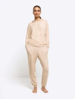 River Island Soft Brushed Tie Jogger - Brown -Modish Muse VPEVN SQ3 0000000143 BROWN MDo