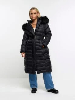 RI Petite Petite Shawl Slim Padded Coat - Black -Modish Muse VPEWK SQ3 0000000004 BLACK MDo