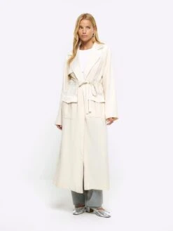 River Island Utility Satin Contrast Jacket - Cream
