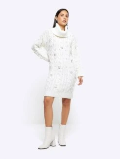 River Island Pearl Mini Jumper - Cream -Modish Muse VPEX7 SQ3 0000000067 CREAM MDo