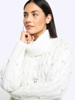 River Island Pearl Mini Jumper - Cream -Modish Muse VPEX7 SQ4 0000000067 CREAM MDd