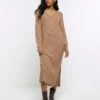 River Island Rib Maxi Jumper Dress - Brown