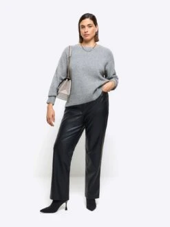 RI Plus Plus PU Straight Leg Fitted Trouser - Black -Modish Muse VPEYI SQ3 0000000004 BLACK MDo