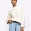 River Island River Island Cable Knit Jumper - Cream -Modish Muse VPG9D SQ1 0000000067 CREAM MDf
