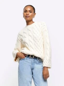 River Island River Island Cable Knit Jumper - Cream