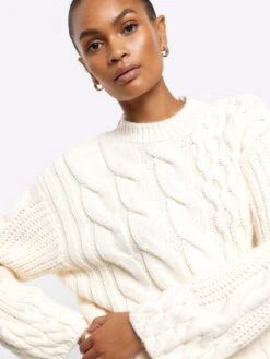 River Island River Island Cable Knit Jumper - Cream -Modish Muse VPG9D SQ4 0000000067 CREAM MDd