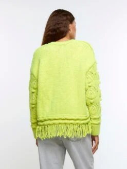 River Island Pearl Cable Fringe Jumper - Yellow -Modish Muse VPGG4 SQ2 0000000076 YELLOW MDb