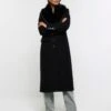 River Island Slim Collar Coat - Black -Modish Muse VPGGU SQ1 0000000004 BLACK MDf