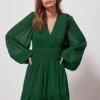 Mint Velvet Green Ruched Waist Mini Dress -Modish Muse VPORL SQ1 0000000047 GREEN MDf