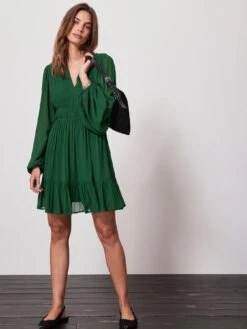Mint Velvet Green Ruched Waist Mini Dress -Modish Muse VPORL SQ3 0000000047 GREEN MDo