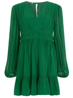 Mint Velvet Green Ruched Waist Mini Dress -Modish Muse VPORL SQ4 0000000047 GREEN MDd