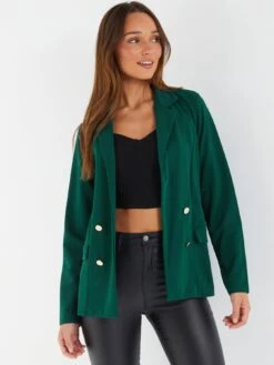 Quiz Bottle Green Double Breasted Blazer