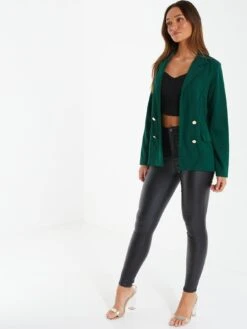 Quiz Bottle Green Double Breasted Blazer -Modish Muse VPWFX SQ3 0000000630 DARK GREEN MDo