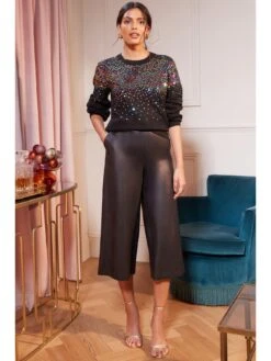 Love & Roses Scattered Sequin Jumper - Black -Modish Muse VPX2A SQ3 0000000004 BLACK MDo