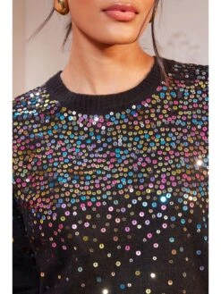 Love & Roses Scattered Sequin Jumper - Black -Modish Muse VPX2A SQ4 0000000004 BLACK MDd