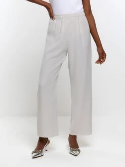 River Island Elasticated Wide Leg Trouser - Grey
