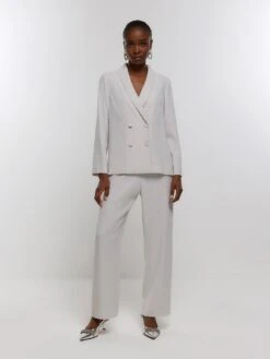 River Island Elasticated Wide Leg Trouser - Grey -Modish Muse VQ3EI SQ3 0000000005 GREY MDo