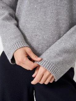 Crew Clothing Sequin Crew Neck Jumper - Grey -Modish Muse VQ8H8 SQ5 0000000005 GREY MDd1