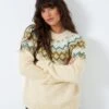 Crew Clothing Fairisle Yolk Crew Neck Jumper - Beige