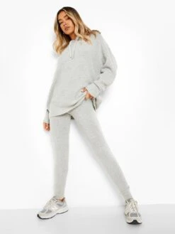Boohoo Soft Knit Hoodie Co-ord Set - Grey -Modish Muse VQ8OK SQ3 0000000005 GREY MDo