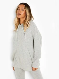 Boohoo Soft Knit Hoodie Co-ord Set - Grey -Modish Muse VQ8OK SQ4 0000000005 GREY MDd