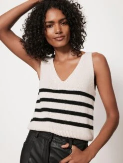 Mint Velvet Neutral Striped Knit Vest