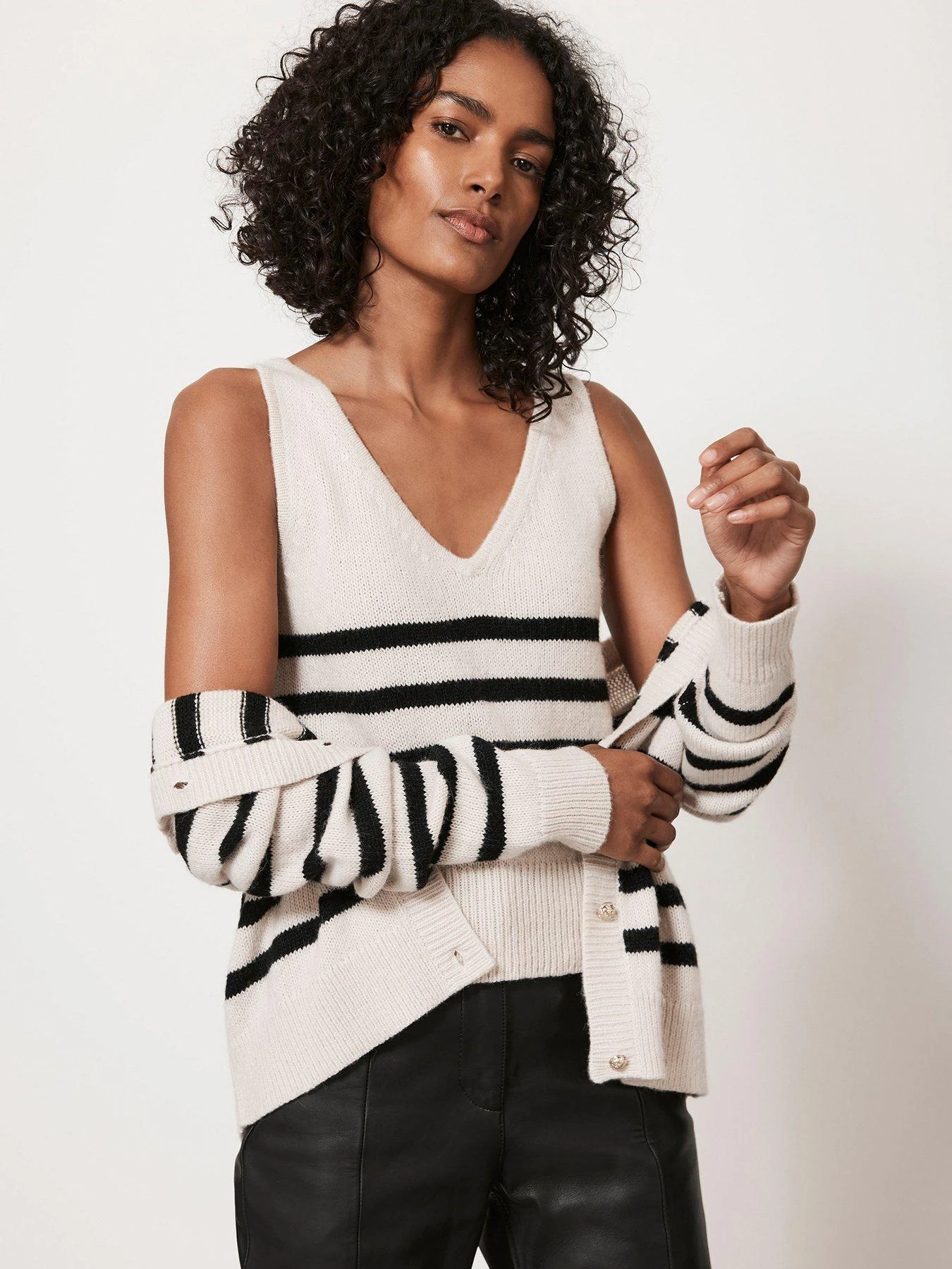 Mint Velvet Neutral Striped Knit Vest 6 Mint Velvet Neutral Striped Knit Vest - Image 4