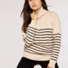 Apricot Model Stripe Roll Neck Jumper -Modish Muse VQEVI SQ1 0000000108 BEIGE MDf