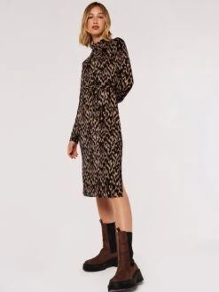 Apricot Cosy Tapestry Side Split Dress -Modish Muse VQEWE SQ3 0000000004 BLACK MDo