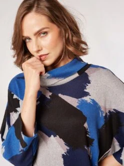 Apricot Paint Splash Cow Neck Cocoon Dress -Modish Muse VQEWH SQ3 0000000004 BLACK MDo