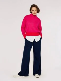 Apricot 2 Tone Mock Neck Softtouch Jumper -Modish Muse VQEZB SQ3 0000000063 PINK MDo