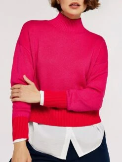 Apricot 2 Tone Mock Neck Softtouch Jumper -Modish Muse VQEZB SQ4 0000000063 PINK MDd