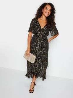 M&Co Metallic Wrap Ruffle Dress -Modish Muse VQGNC SQ3 0000000004 BLACK MDo