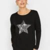 M&Co Black Sequin Star Jumper