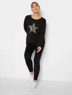 M&Co Black Sequin Star Jumper -Modish Muse VQGSJ SQ3 0000000004 BLACK MDo