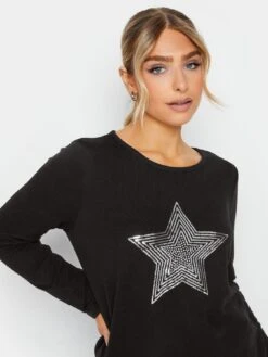 M&Co Black Sequin Star Jumper -Modish Muse VQGSJ SQ4 0000000004 BLACK MDd