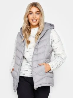 M&Co Grey Short Quilted Gilet